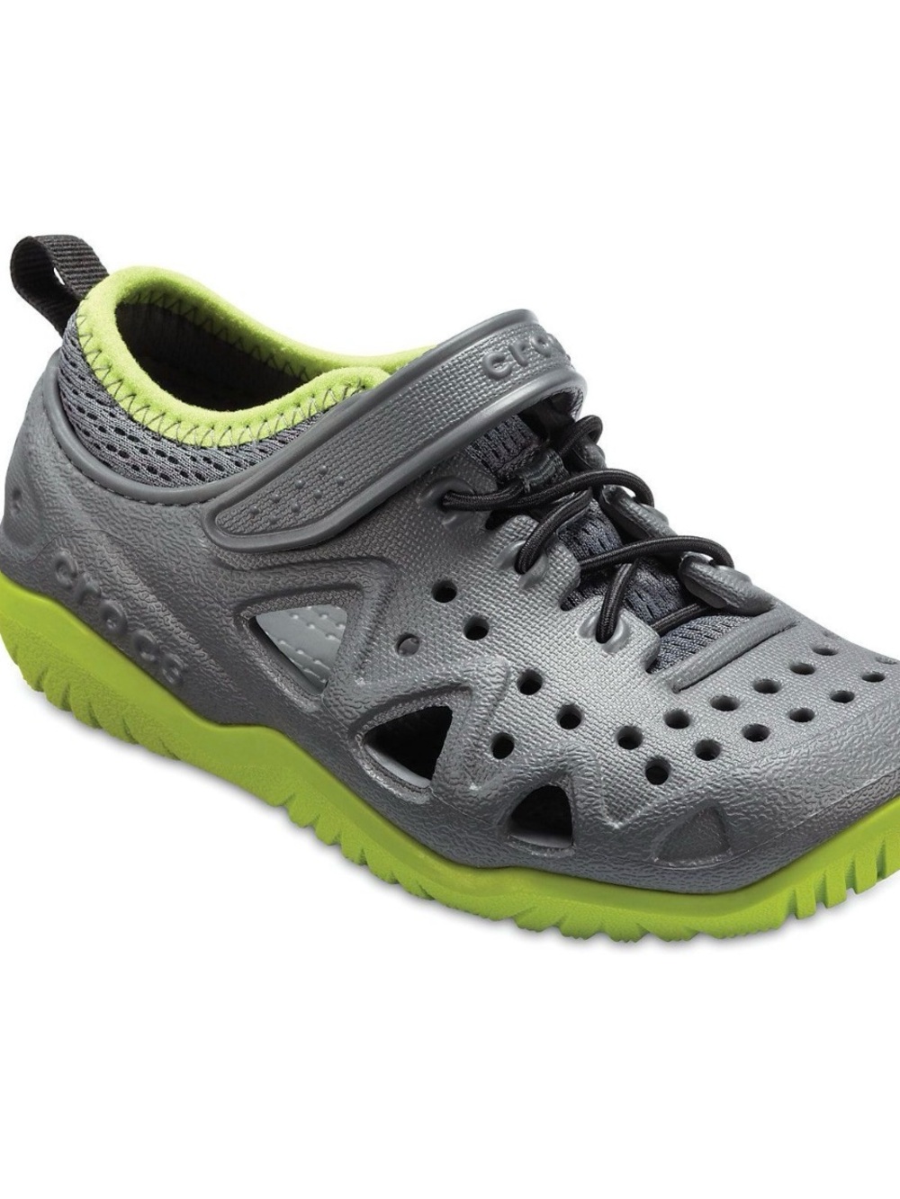 CROCS Kids' Gray and Lime Lightweight Swiftwater Play shoes